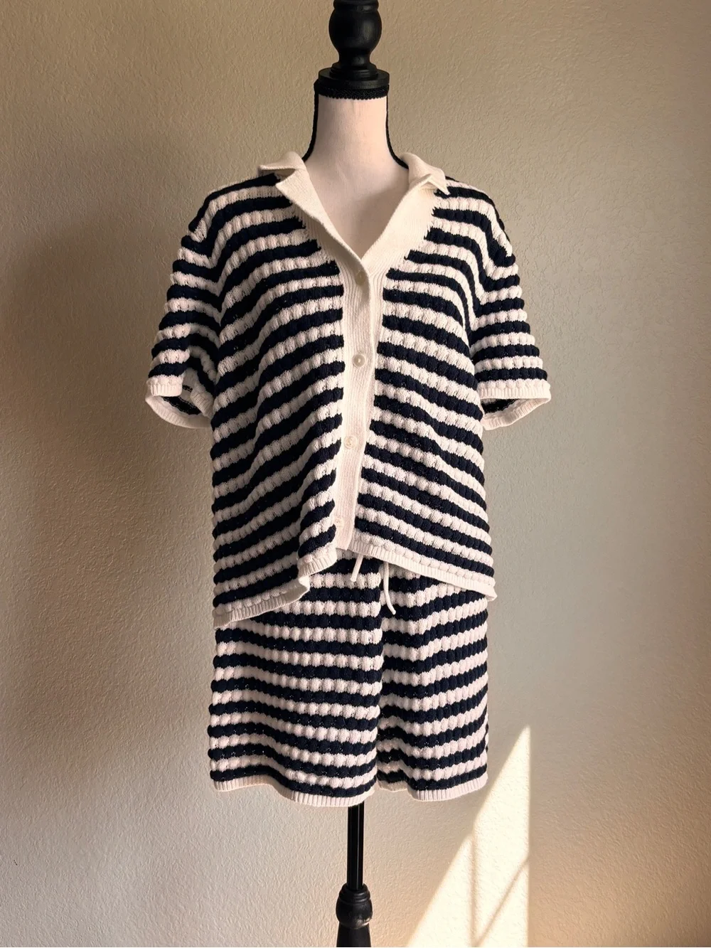 Old Navy Navy White Striped Short sleeves top - shorts matching Set ladies Ltall